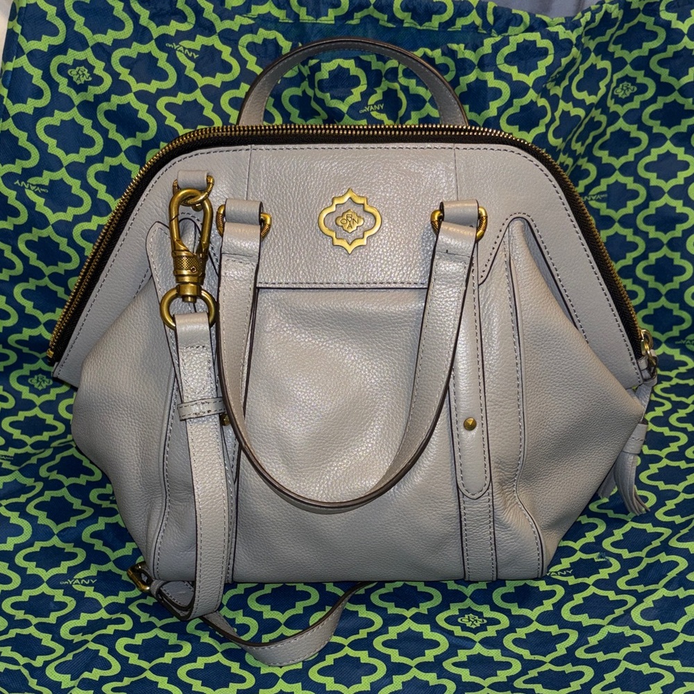 Gray Leather Handbag orYANY Annabelle pebble leather